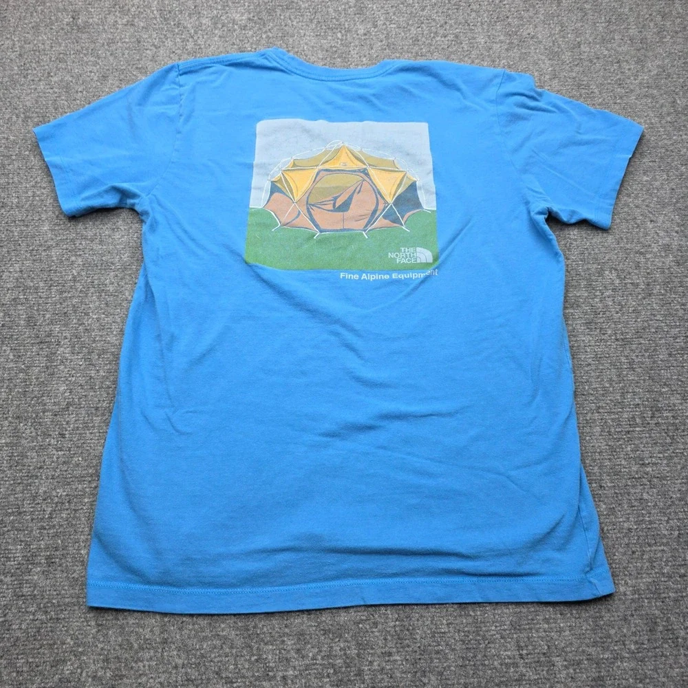 The North Face Mens Medium Blue Geodome Tent Graphic T-Shirt‎ Fine Alpine Equip